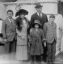 Doyle with his family c. 1923-1925 Sir A. Conan Doyle and family LCCN2014715849 (cropped).jpg