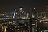 The skyline of Rotterdam by night, as seen from the Euromast.