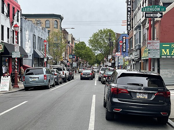 The 400 block of South Street near the corner of Leithgow in South Philadelphia