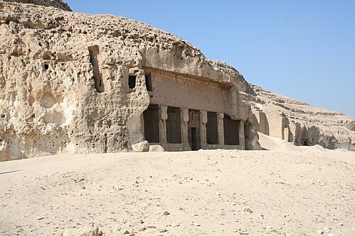 The rock cut temple of Pakhet by Hatshepsut in Speos Artemidos.