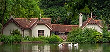 Duck Island Cottage has a long history and is now the headquarters for the London Parks & Gardens Trust St James's Park, Duck island cottage 7286.jpg