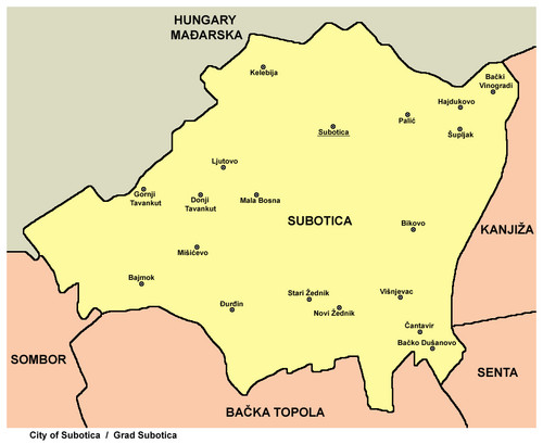 mapa subotice sa okolinom Opština Subotica   Wikipedia mapa subotice sa okolinom