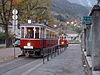 Historische Triebwagen an der Endhaltestelle der Linie 1