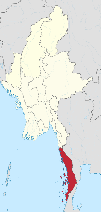 Location of Tanintharyi Region in Myanmar