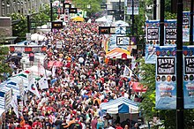 Approximately 1 million attend Taste of Cincinnati yearly, making it one of the largest street festivals in the United States. TasteOfCincyCrowd.jpg