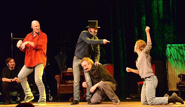 Swedish actors performing in theatresports, a competitive form of improv