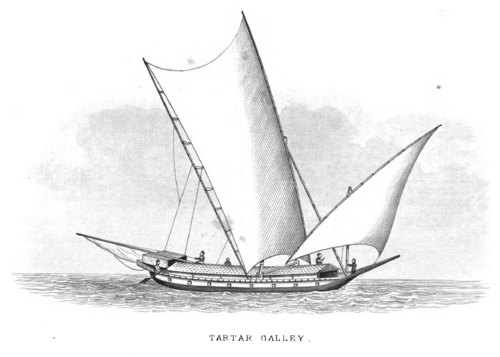 1863 illustration of the Tartar, a garay from Sulu commissioned by Thomas Forrest in his 1774 expedition to New Guinea
