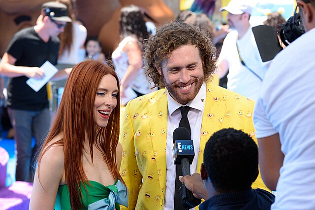 T. J. Miller and his wife Kate at the film's premiere in Westwood, Los Angeles