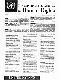 Ang mga pinagtibay na karapatang pantao ng Pangkalahatang Lupon ng mga Nagkakaisang Bansa noong kanyang ika-183 pagpupulong na ginanap sa Paris noong 10 Disyembre 1948
