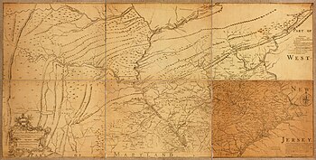 1759 map of the Province of Pennsylvania, showing "Fort William" in the upper central panel, near the right fold. To the Honourable Thomas Penn and Richard Penn, Esqrs., true & absolute proprietaries & Governours of the Province of Pennsylvania & counties of New-Castle, Kent & Sussex on Delaware this map of the LOC 74692506.jpg