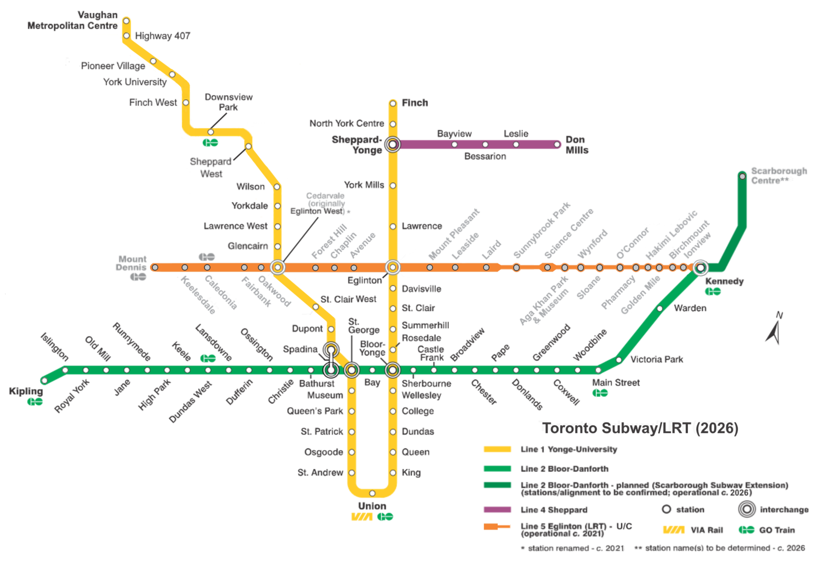 Карта метро торонто