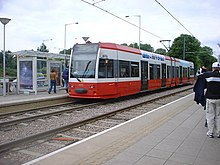 A tram at Ampere Way, 2005 Tramlink station at Ampere Way - geograph.org.uk - 24226.jpg