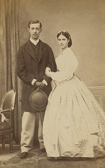 Princess Dagmar and her first fiancé Tsarevich Nicholas, 1864.