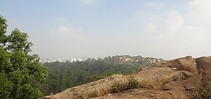 View of city as seen from rock in Turahalli Forest