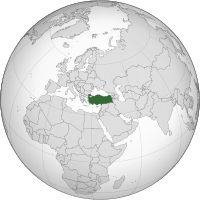 Localização de Turquia no mapa da Ásia