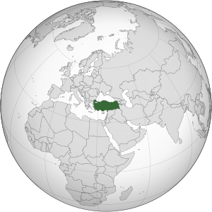 Turquía en el mapa mundial