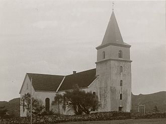 View of the church (c. 1900) Vanse kirke, Vest-Agder - Riksantikvaren-T211 01 0119.jpg