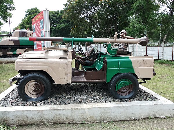 Jonga, mounted with 105 mm RCL gun which destroyed most of the tanks during the 1965 and 1971 Indo-Pakistani wars