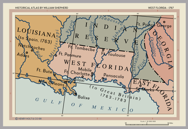 The expanded West Florida territory in 1767.