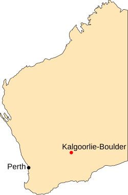 Ligging van Kalgoorlie in Wes-Australië