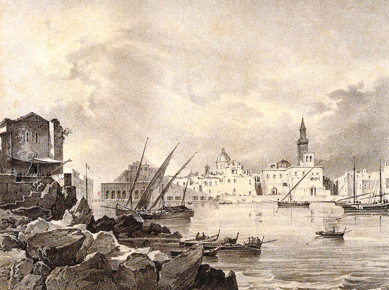 صورة:XIX century print, Il porto di Bari.jpg