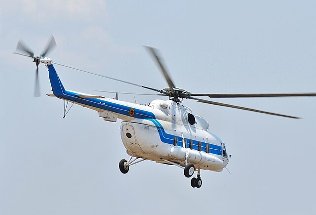 A Mil Mi-8 on takeoff