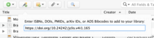Screenshot of software Zotero for Mac, showing importing a DOI