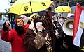 "Down down military rule" - Egyptian woman leads the crowd in a chorus of protest against the visit of Egypt's military ruler Sisi to London. (22296022724).jpg
