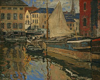 'On the Canal, Bruges' by Walter Elmer Schofield.jpg