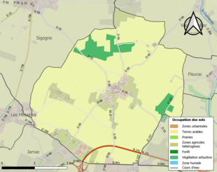 Kolorowa mapa przedstawiająca zagospodarowanie terenu.