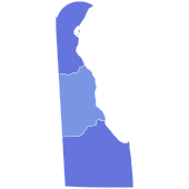 Delaware'de 1990 Amerika Birleşik Devletleri Senatosu seçimi, county.svg'ye göre harita sonuçları