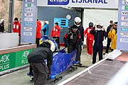 Deutsch: Bob-Europacup 2018/19; Station 1 in Altenberg, 2er-Rennen Nummer 1, Lauf 1 English: Bobsleigh Europe Cup 2018-19 in Altenberg - 2-man Race 1, first run