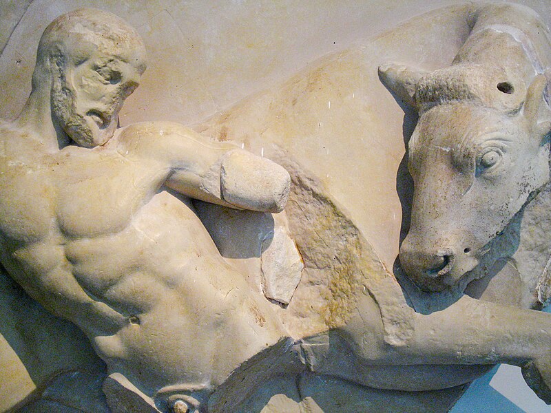 File:2007 Greece Olympia Museum Heracles and Cretan Bull.jpg