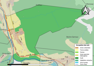 Kolorowa mapa przedstawiająca użytkowanie gruntów.