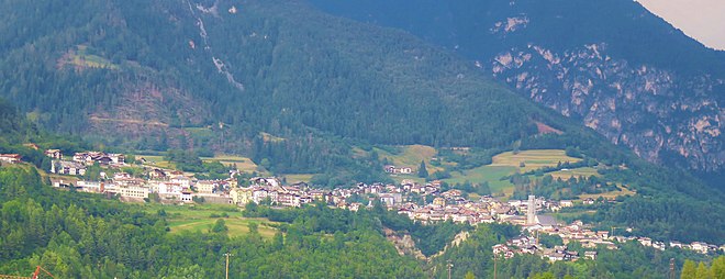 Panorama di Tesero da Masi di Cavalese.