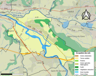 Kolorowa mapa przedstawiająca użytkowanie gruntów.