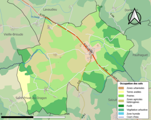 Kolorowa mapa przedstawiająca użytkowanie gruntów.