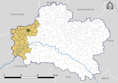 Huêtre dans le Pôle d'équilibre territorial et rural (PETR) Loire Beauce en 2020.