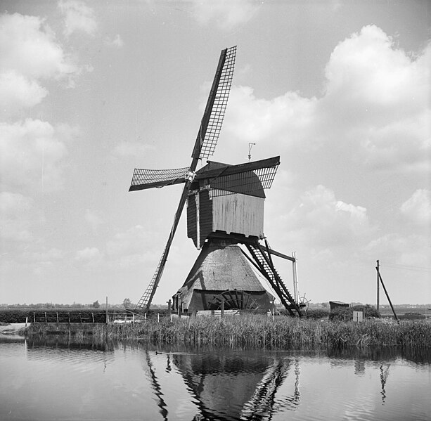 File:4e molen van af Lekdijk "Achterlandse molen" - Groot-Ammers - 20094665 - RCE.jpg