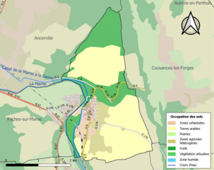 Carte en couleurs présentant l'occupation des sols.