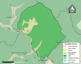 Barevná mapa znázorňující využití půdy.