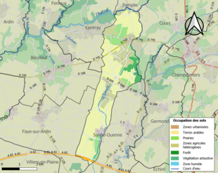 Barevná mapa znázorňující využití půdy.