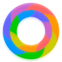 A radially symmetric 7-colored torus – regions of the same colour wrap around along dotted lines