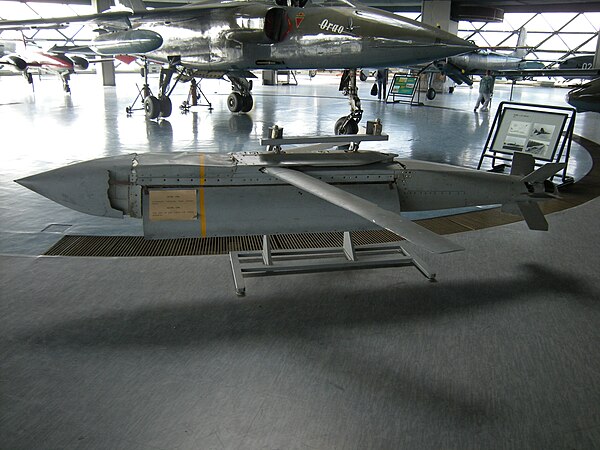 An expended sub-munition AGM-154 JSOW used during Operation Allied Force, on display at the Belgrade Aviation Museum in Serbia.