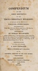 A Compendium of the Chief Doctrines of the True Christian Religion (1817) by Robert Hindmarsh