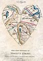 A heart-shaped "Map of Woman's Heart" (1830s)