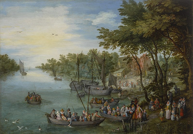 File:A Wooded River Landscape with a Landing Stage, Boats… by Jan Brueghel the Elder.jpg