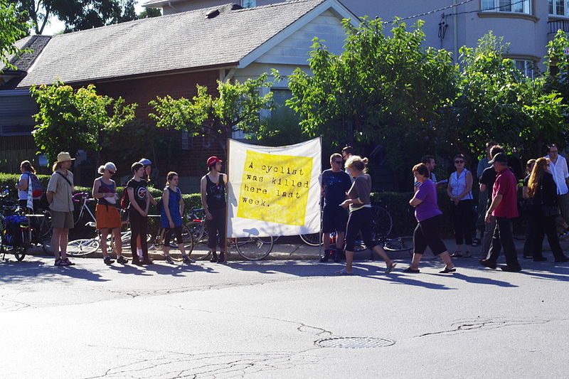 File:A cyclist was killed here last week.jpg