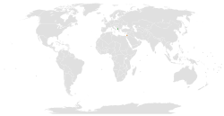 Map indicating locations of Shqipëria and Palestina