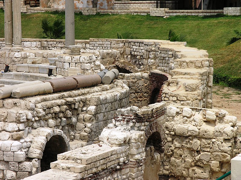 File:Alexandria - Roman Amphitheater - close up view showing arches.JPG